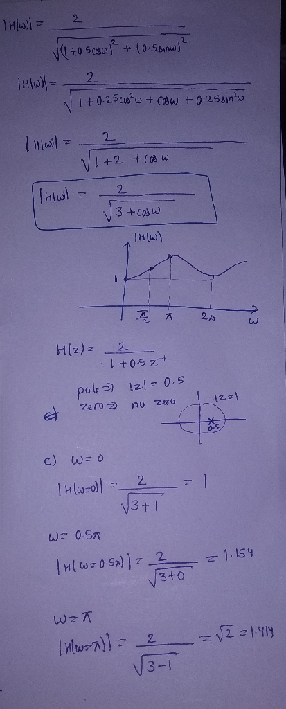 THwl. ſu to scow)² + (0 sanw) Hw) - 2 11+0.25c²w + caso +0.25sintw THIwl - V1 +2 +low Inwl - - 13 + cow TH(W) T I ZA H/2) = -