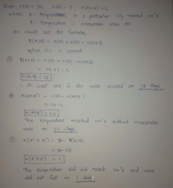 Giwen, nCA)=24 TuB)= 7n(An e) =2 temperattene in & temperature is 1 where, A: a parotcul ar eihy reached (00 f ain fell measu