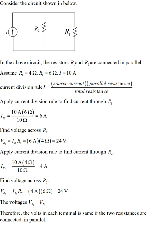 Consider the circuit shown in below. in ? R In the above circuit, the resistors R and R, are connected in parallel. Assume R,