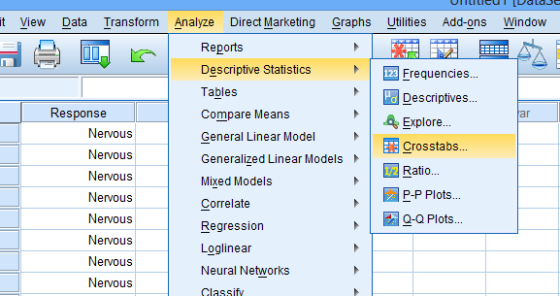 UNTILICUT Dalas at View Data Transform Analyze Direct Marketing Graphs Utilities Add-ons Window HA DE Reports Descriptive Sta
