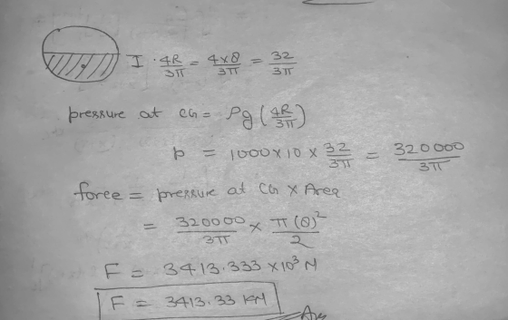 32 I 4R 3T FR - 4x 4x8 3T 3T pressure at CG= 8g ( 42 ) = 320 000 31 p = 1000X10 X 32 35 force = = pressure at CG x Area 32000