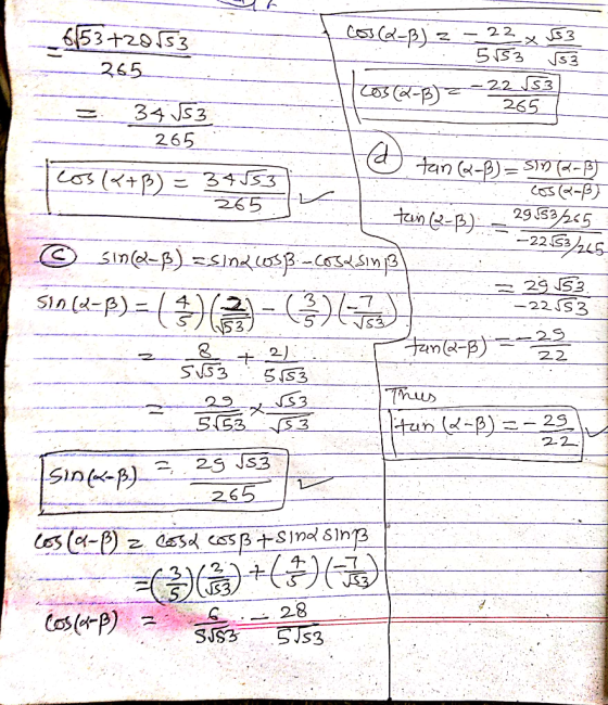 653+2053 -22 533 3 265 -22 (S3 265 Cos C-B) 34 JS3 265 +) 3 3 265 tan 2955 -22 G3 Sine-)-Sinos8-Sing 29 JS3 -22S3 VS3 S3 25 F