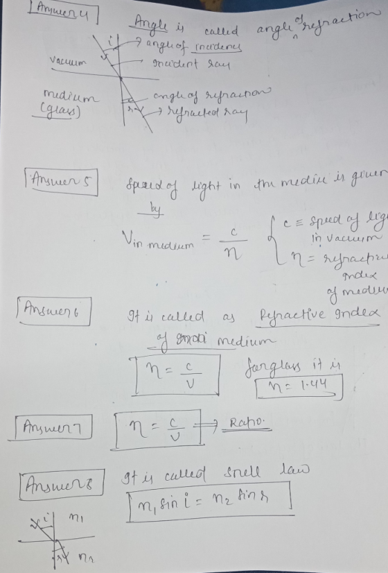 wry angle res refraction Angle is called anghof incidency muident day li Vacuum medium (glass) Te angle of refraction refract