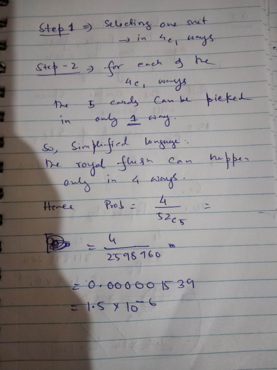 Step 1 = Step 2 selecting one snit in 4e, ways for each of the 4e, s- cards can be pieked the 5 happen So, Simplified languag