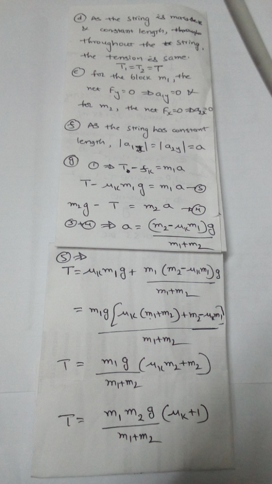2)As-the String es mora constam lengyh, throughous the St the t+ension s same S As the string has consrant ro 1-1a29|-a len,