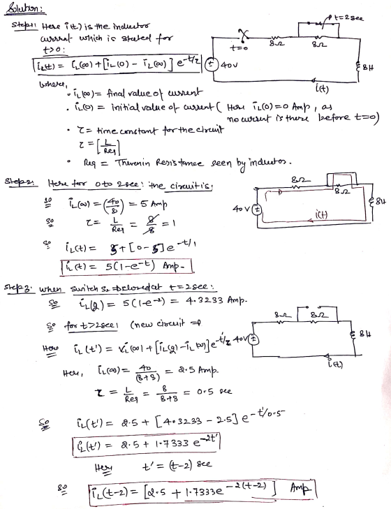 &t=2see cue 82 ES Tę8lt Solution : Stepi! Here ist) is the indlector current which is stected for to: Tikt) = {(60) +[12(o) [