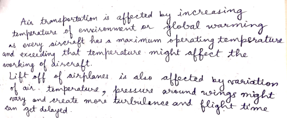 Air transportation is affected by increasing global warming - temperature of environment or every aircraft has a maximum oper