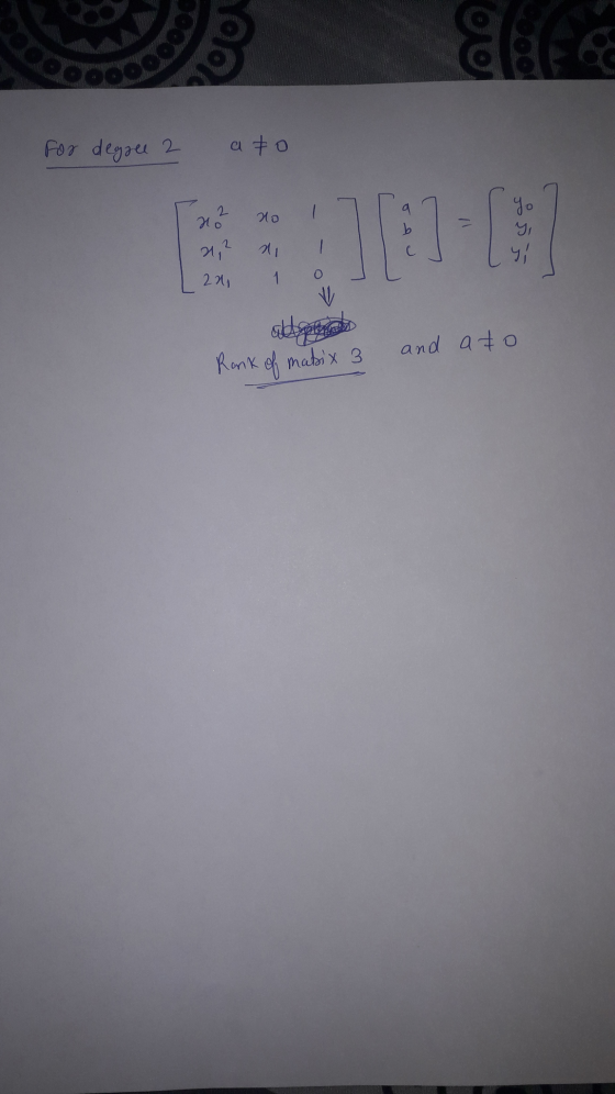 vol For degree 2 ato Yo Y, y; 201 1 allocated and ato Rank of matix 3