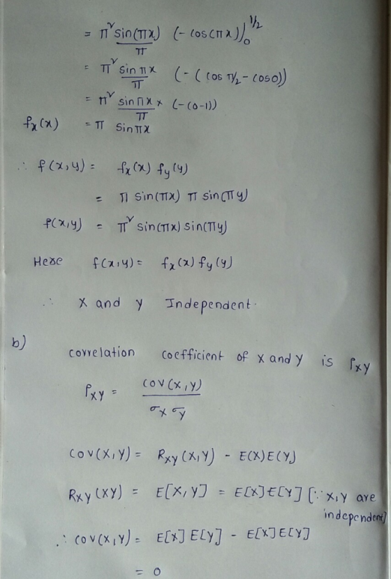 Tr .x and y Independent b) covwelation cocfficient of x and y is fy 叭Y Cov(X,y) Rxy(X,y) ECX)ECY) in dependent