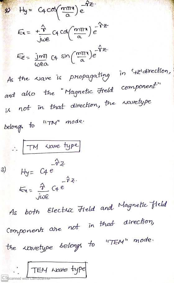 ůz » Hy = C4 cop mora) _tz En- + ñ e Ct car (mana) عيال _jiz. a Ez= jmt) (4 sin Wea As the wave is propagating in +z directio