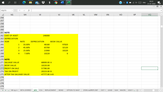 C W ENG 05:23 31-07-2020 99+ 29 Х VQ273 . VI VJ VK VL VM VN VO VP VQ 146000 DEPRECIATION BOOK VALUE 48180 97820 65700 32120 V
