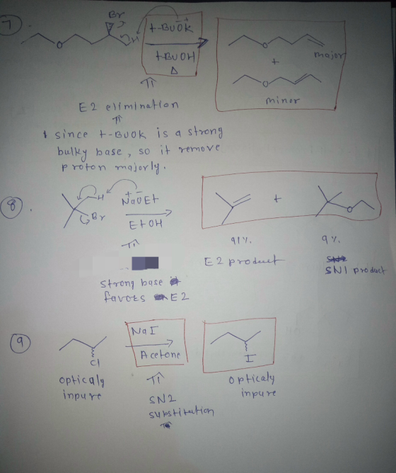 Br It-Buok + BUOH major minor E2 elimination & since t-Buok is a strong bulky base, so it remove proton majorly. hur Br Nadet