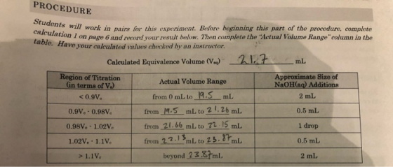 PROCEDURE Students will work in pairs calculation 1 on page 6 and rece Es will work in pairs for this experiment. Before begi