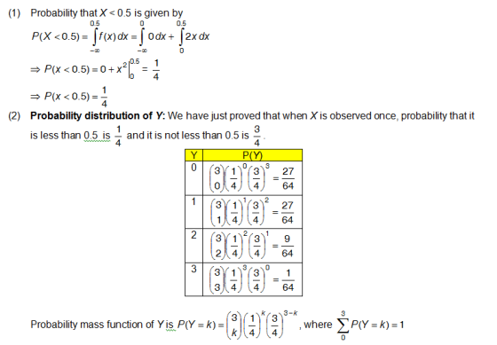 (1) Probability that X <0.5 is given by 0. 50 PIX<0.5) = jr(x)dx = 1 odx+ [2xdx 20.5_1 = P(x<0.5 = P(X<0.5) = 1 (2) Probabili