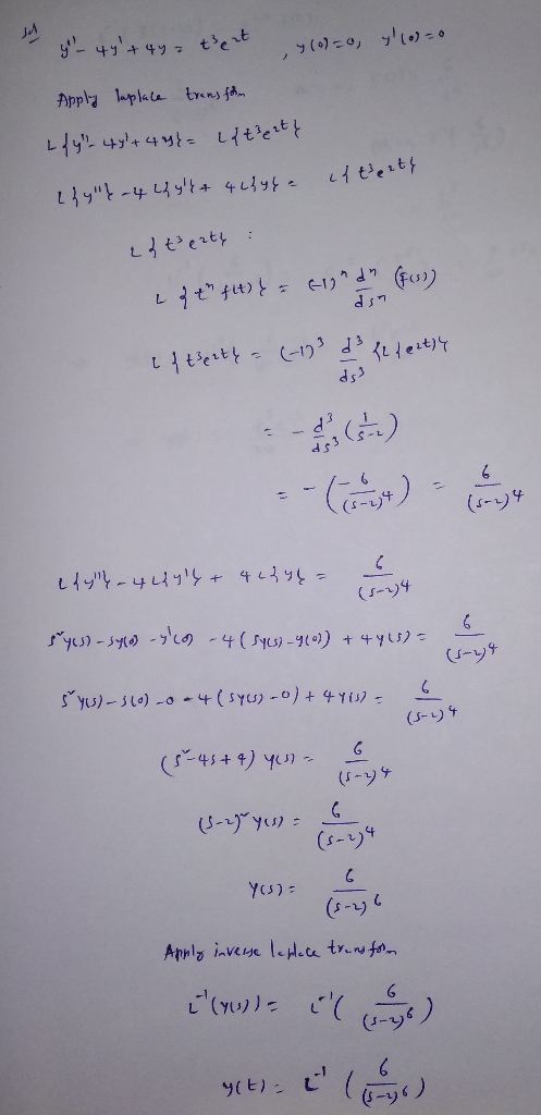 0 = (ه) او ر0 = (0) لا شهد : 49 + 4 - transform laplace Apply في أه مع 14 = } + ا ا ا t۶ 1 م ع م وولاه او ا۔ او 22 tertų : 6.