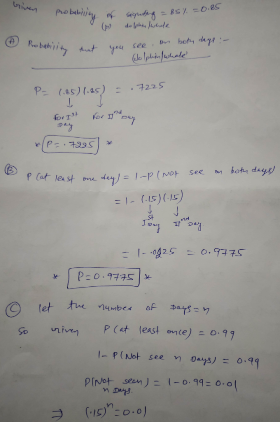 Pro babi P- (AS) (AS) .7225 : nd let the So niven P (at least en (e) 0.99 0.99