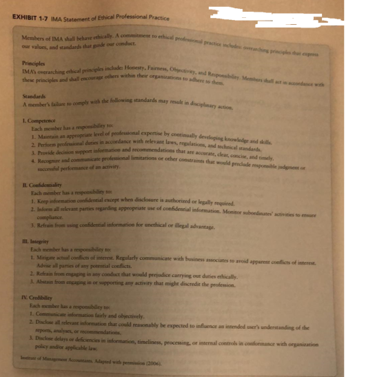 AIBIT 1-7 IMA Statement of Ethical Professional Practical commitment to ethical professional practice includes overatching pr