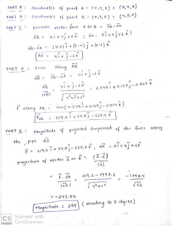 PART A: PART B: PART CA ов – ол Coordinates of point 1 :-(x,y,z) (0,4,6). Coordinates of point B :-(X,Y,Z) = (4,5, 0) positio