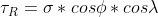 \tau_{R}=\sigma*cos \phi*cos \lambda