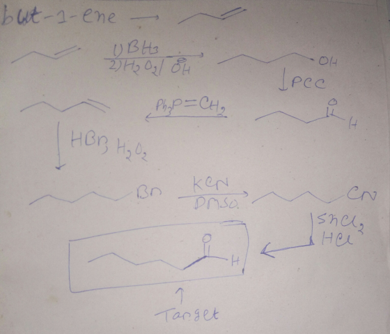 but-1-ene - BH3 -OH (2) H₂ Og / 84 Phap = CH₂ Pec HBB H₂ O2 Br ken Drso. sna, АН Target