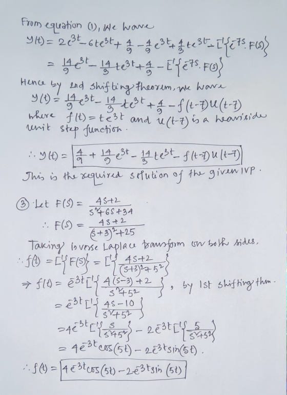 Hence 9 where unit and u a heariside from equation (1), we have It) = 263t_bte3t+ 7 1 - e34-3test. I{EAS FC)} 19 test+9 - E