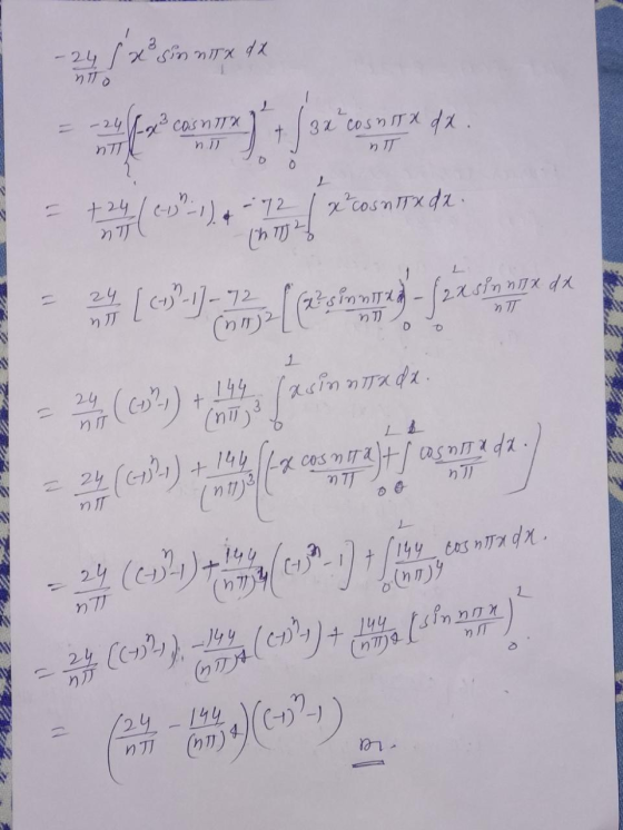 - 24 x sinnitx dx nto -244-31casm arx 3x cosntx dx. + nT D 0 11 +24 NT [h 2 лx dx ( ev-1) + - 72 ( x rosnitx de 5 ( combus c