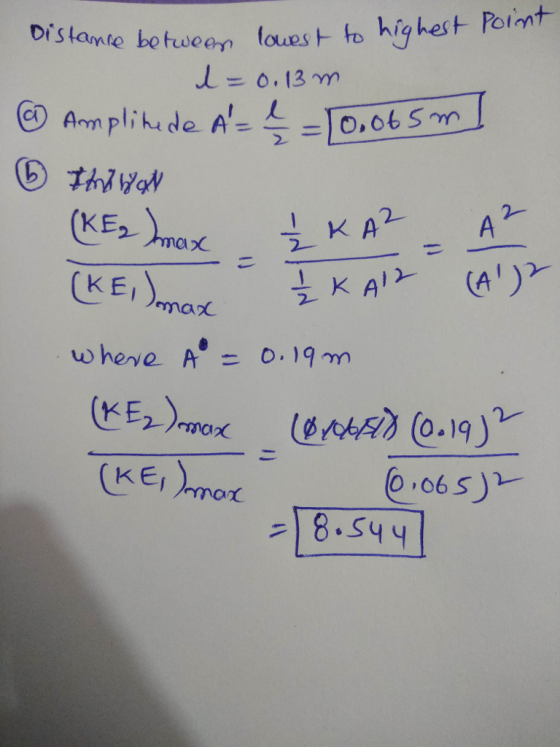Drslanle betuscem loues to highest Patint @ Ann plik, de A=人 2 2 a乂 where A.= 0.19m 0.065)1