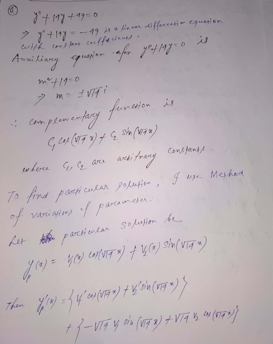 @ y144 +19=0 Constants. y = - 49 is a linear different an equation with constant coeffacients. xiliary equation for 24-4 198=