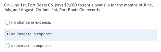 On June 1st, Port Boats Co. pays $9,000 to rent a boat slip for the months of June, July, and August. On June 1st, Port Boats