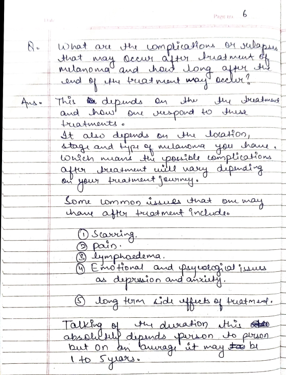 Page na 6 What are the complications or sulapses ло лац Оселя одня Днца или с melanoma and hout long after the end of the tre