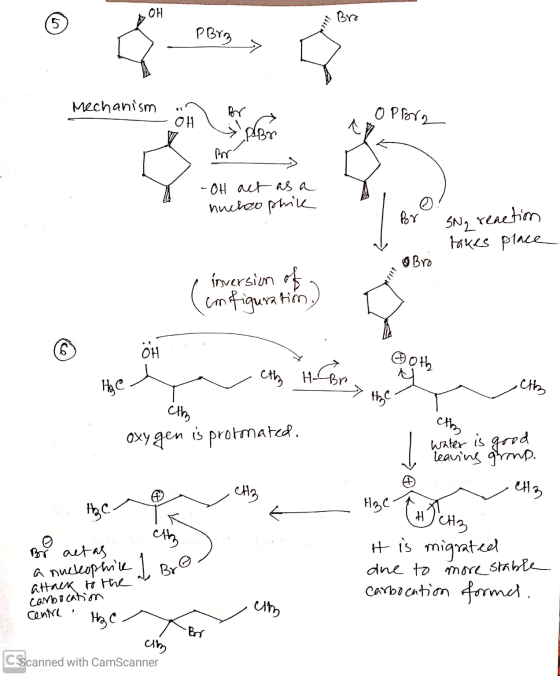 OH Bro 5 PBrz Mechanism O piora Paper A Bor - OH act as a hucheophik o BY SNg reaction takes place Bro inversion of cm figura