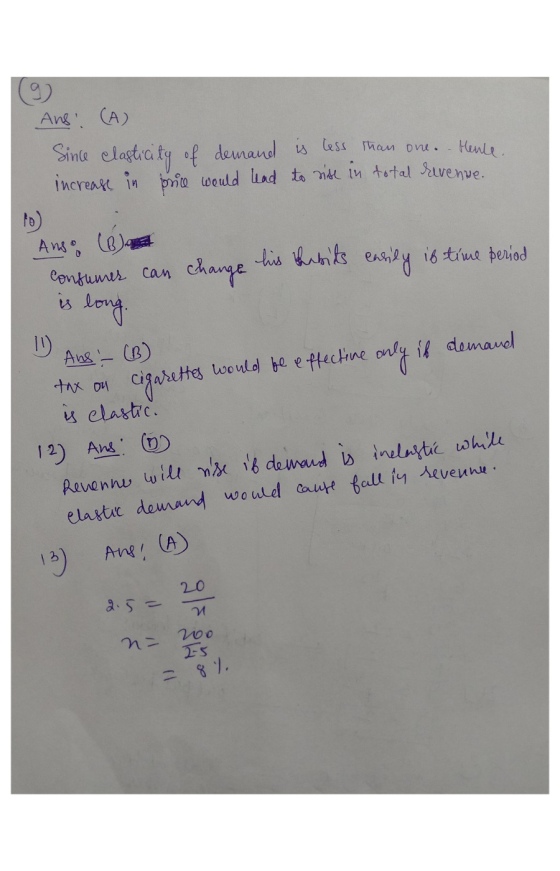 Ang CA) Sinte elastraty f demand s ass han one. Henle Increase in pria would ad to n total Suvenve. Ang (e) lis uhiks Contumi