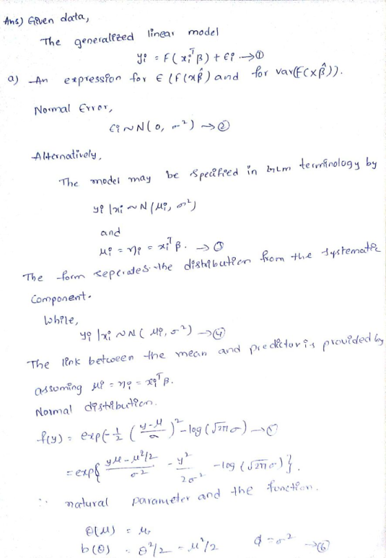 Ans) ERven dlata, The generalezed ina model a) An express?on fov e (f( and Foxp)) Nomal EYYCT A lernatively, nology by Cin Co