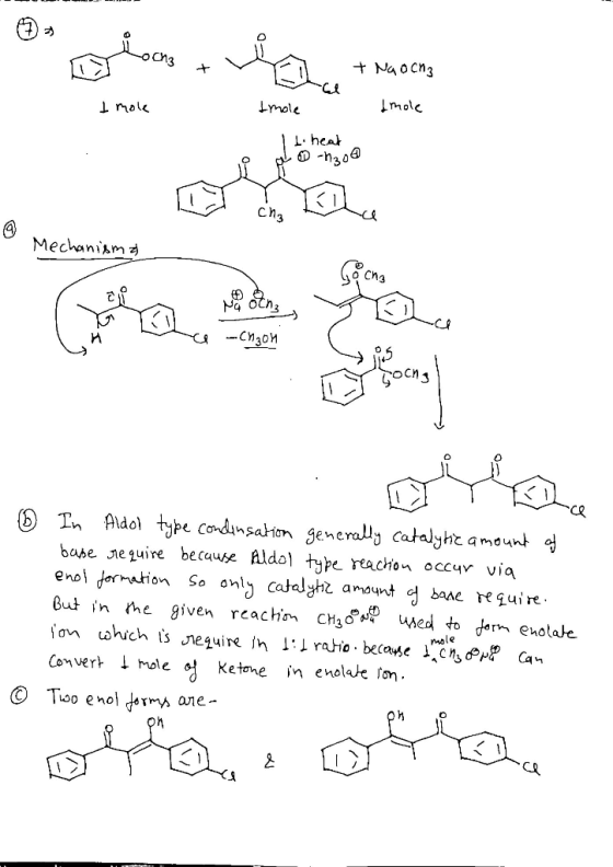 -och3 t Naocn3 mole Lmole mole Lheal Ch3 Mechanism -СИзои сосиз Tn Aldol type condinsahion generally catalyht amount base equ