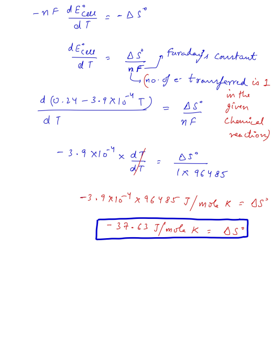d Eceul - ҮЕ --Aso d T deceu os ng faradays constant el T (no. of e- transferred is 1 in the d(0.24 - 3.98104 Asº given d T C