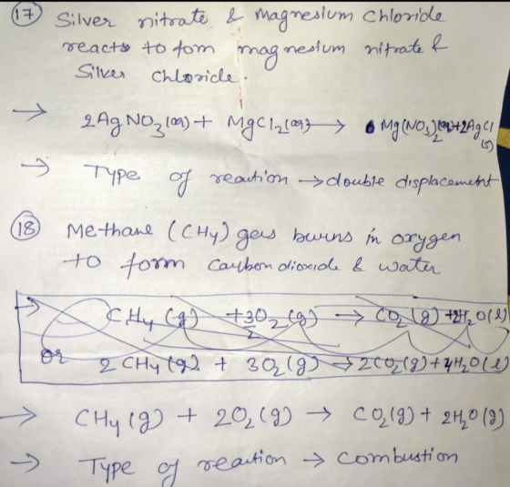 naan 17 Silver nitrate & magnesium Chloride reacts to tom in sium nitrate & Silker Chloride. 2Ag No 109) + MgCl2 1993 a Mg(NO