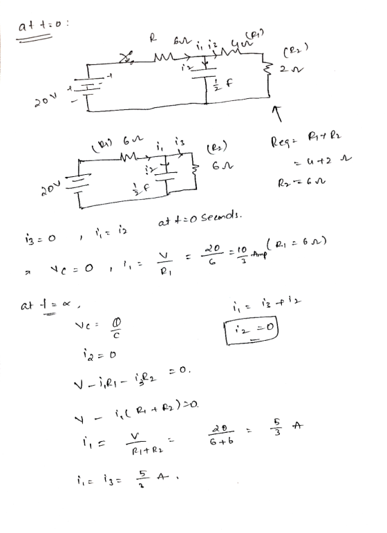 a44:b: (a) R but my ܝ ܙܪ 요 2V 올 f 판 Roy 6u is RIT R2 (메 (e) Req= May 6N 소 42 와 R26w dou 화 I ad t=0 Seends. ܕ ܂ ܢܙ 20 : (의 6w)