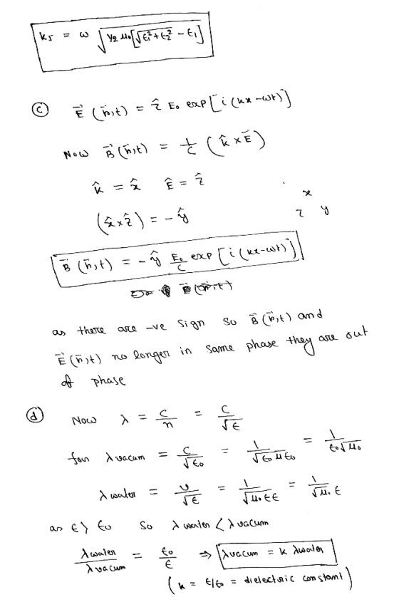E tE Now - enxp Si gn thare Ne Same phase th ongen in phase Noc fn Avacam - 入alen vaCum So Awalen Ivacum va cum = dielectaic
