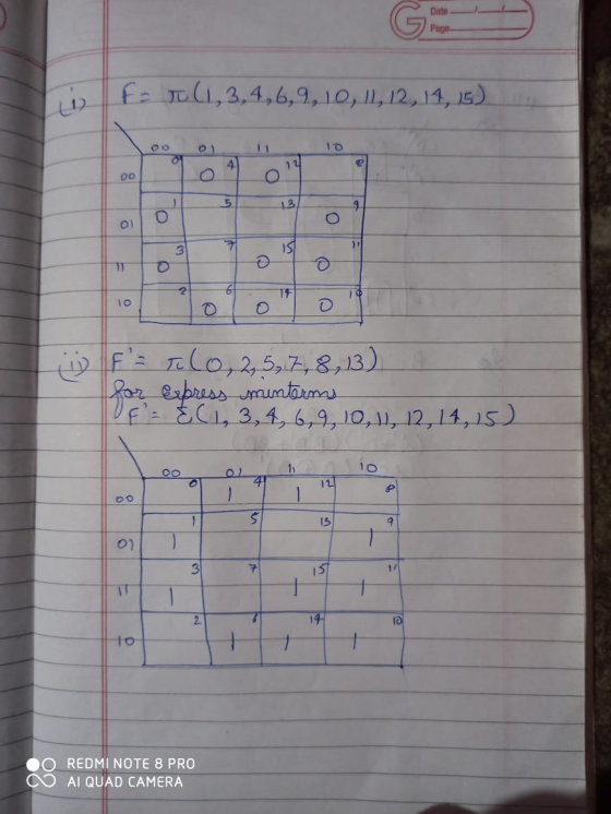 Date Page ری F = T (1,3,4,6,9, 10, 11, 12, 14, 15) 10 4 14 DO 1 15 13 9 о O o 7 3 15 1 o 2 6 14 10 o 0 i Flatlo,2,5,7,8,13) f