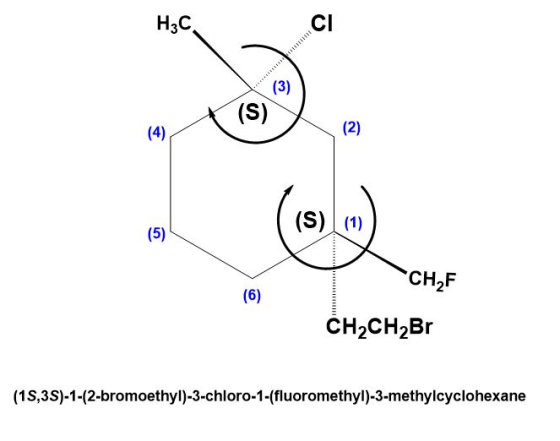 H₃c IC CHF CH2CH2Br (18,3S)-1-(2-bromoethyl)-3-chloro-1-(fluoromethyl)-3-methylcyclohexane