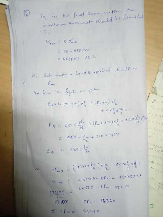 6 so, for the So, for the final Beans section the maximum moment should be linnited to, s dall. Mmax = 5 bal. 2 38.1 x 180 2