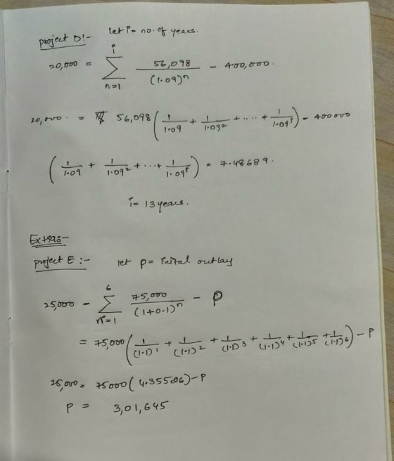 let in no. of leti- no. of years. project o!- 3.o - 3 20,000 = shop 56,098 (1.09) - 40D, JOD. to, co = 20,to - 400 ovo 1-09 1