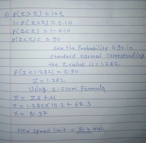 6 p ( Z2乙)Ξ o.go See the Prsbability 0.9o in Standand narmal CorresPondihg he Z value is l282 Using 2 scors Famula 1.282K10.2