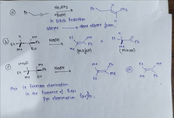 Pha I Na, NH3 BUCH CH3 @ Ph - in Birch Reduction alkyne - thank alkene forum. Et 1 NaOH Et ,me on Me majors . + P minan) Bu @