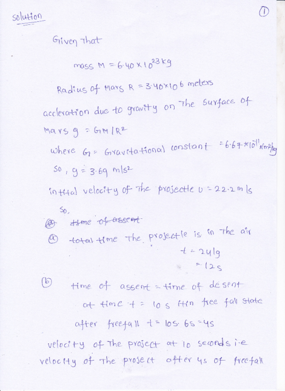 Solution Given that mass M-6. yo x (023 kg acclevation due to gYaitg on-the su ace of acclesation due to grovtty on 3 6 ms in