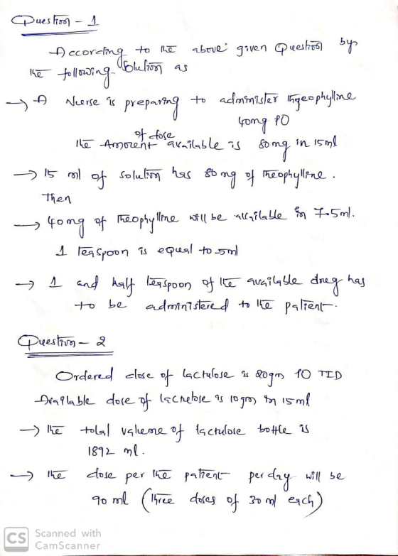 Question - 1 According to the above given Question by - the following Solution as - Neerse is preparing to administer Ingeoph