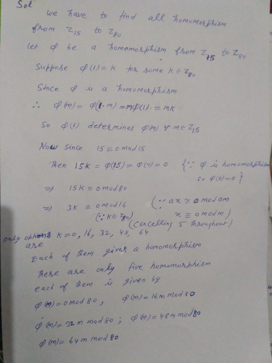 Sel to find all homentorphism have we AOM 215 to Zpo homemorphitm trom let be a to o = k Suppose for some k Zo Since a homomo