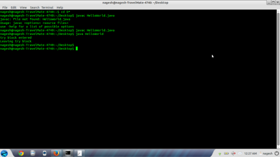 nagesh@nagesh-TravelMate-4740: /Desktop File Edit View Search Terminal Help nagesh@nagesh-TravelMate-4740:-$ cd D* nagesh@nag