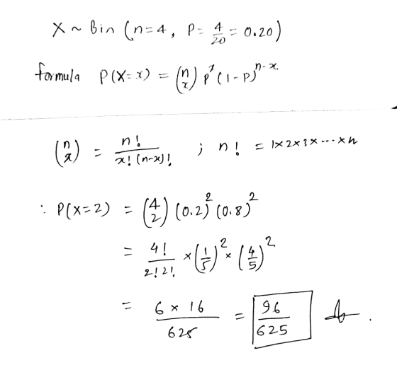 X~ Bin (n=4, P5 % = 0.20) formula P(x=x) = () C1-p35.7 Ex 23 x-.n () - )in! = 1*2*3*.*.*n : P(x+2) = (4) (0.23 (0.23 2121