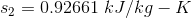 s_2=0.92661\ kJ/kg-K